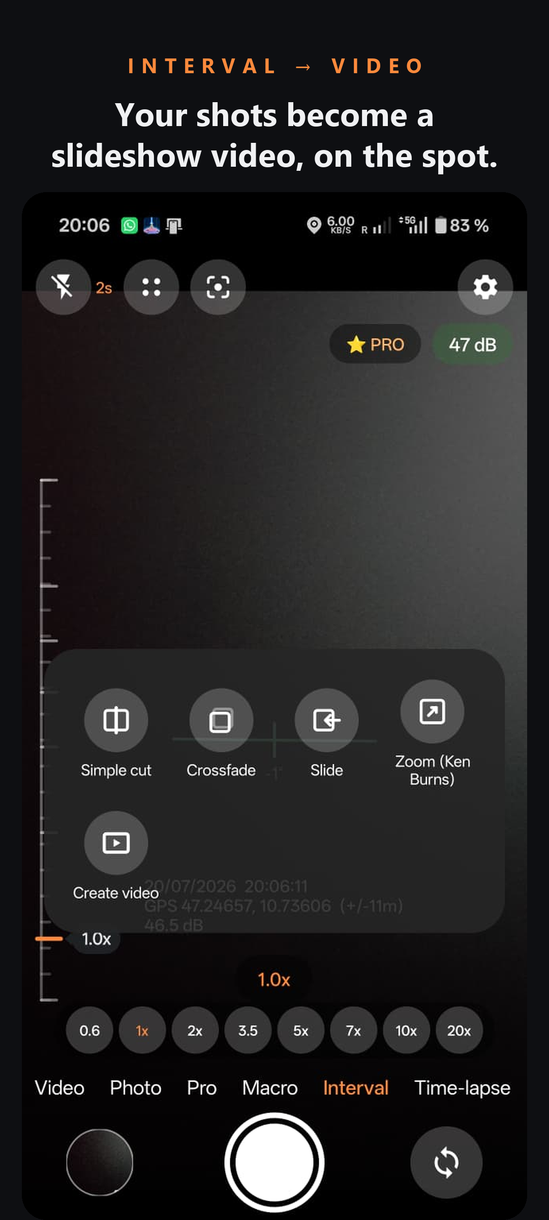 DecibelCam interval video styles